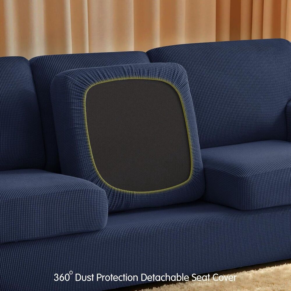 7 Piece Stretch Couch Covers for Sofa, Sofa, Dark Blue - Picture 7 of 9